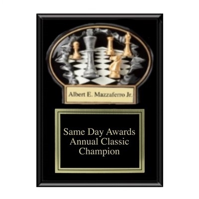 Ebony Matte Plaque<BR> Chess Award<BR> 9" x 12"
