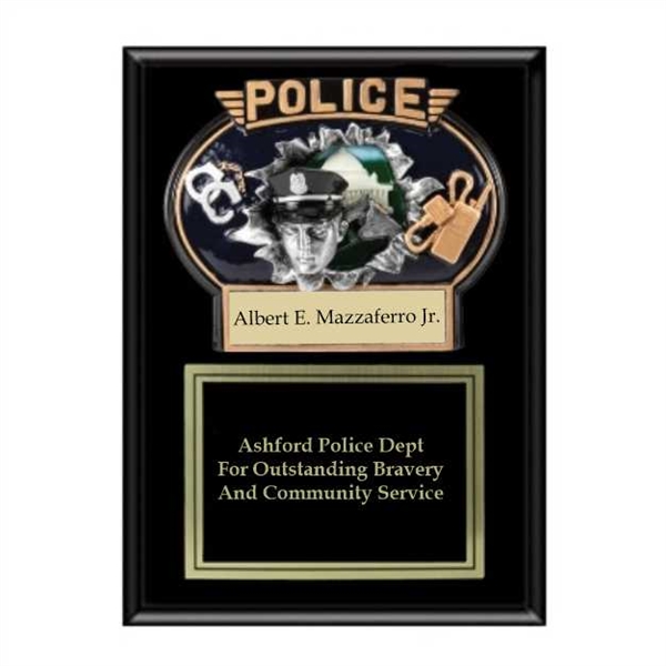 Ebony Matte Plaque<BR> Police Award<BR> 9" x 12"