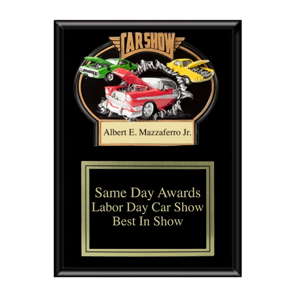 Ebony Matte Plaque<BR> Burst Car Show Award<BR> 9" x 12"