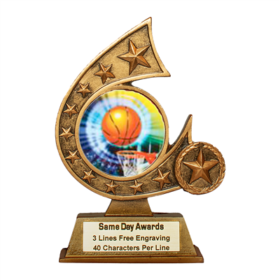 Comet Holograph  Basketball Trophy<BR> 5.75 Inches
