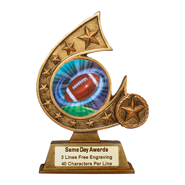 Comet Holograph Football Trophy<BR> 5.75 Inches