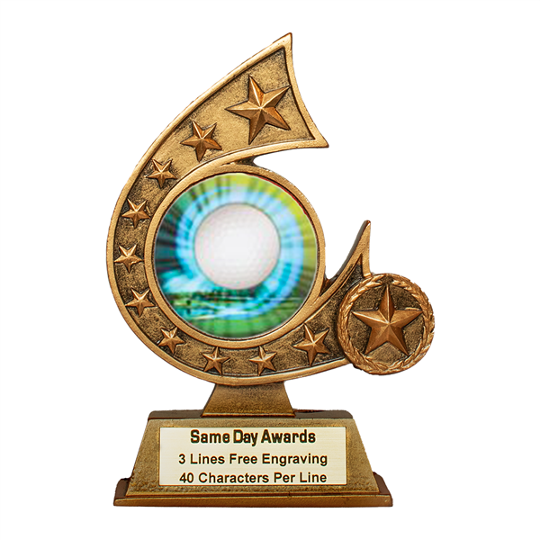 Comet Holograph  Golf Trophy<BR> 5.75 Inches