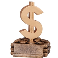 Gold Dollar Sign<BR> Sales Trophy<BR> 5 Inches