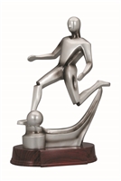 Silver/Rosewood<BR> Modern Soccer Trophy<BR> 8.25 to 15.5 Inches