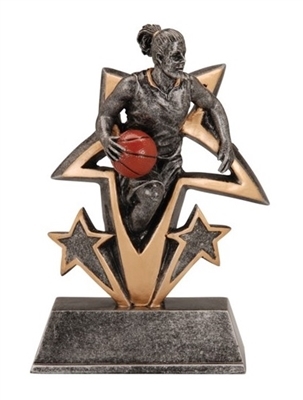 Sports Star <BR> Female Basketball Trophy<BR> 6 Inches