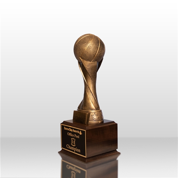 Gold Spiral Trophy<BR> Premium March Madness Basketball <BR> 14 Inches