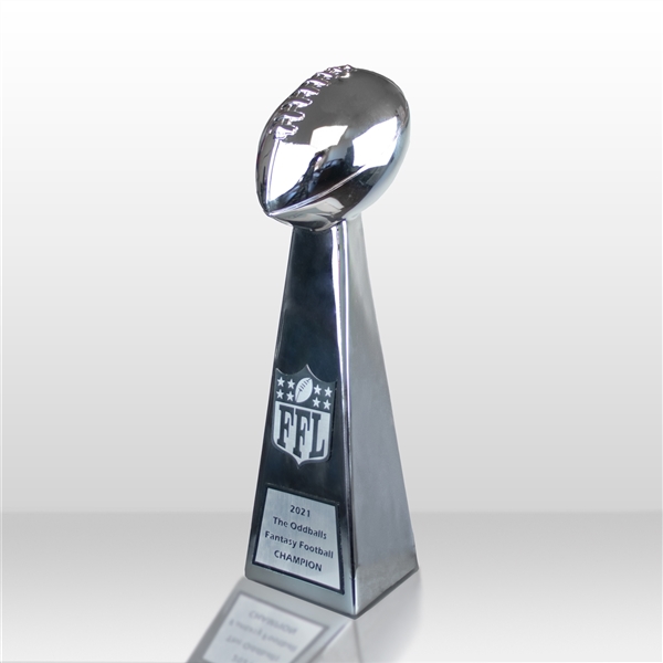 Chrome Plated Resin <BR> Big Vince<BR> Premium Football Trophy<BR> 18 Inches