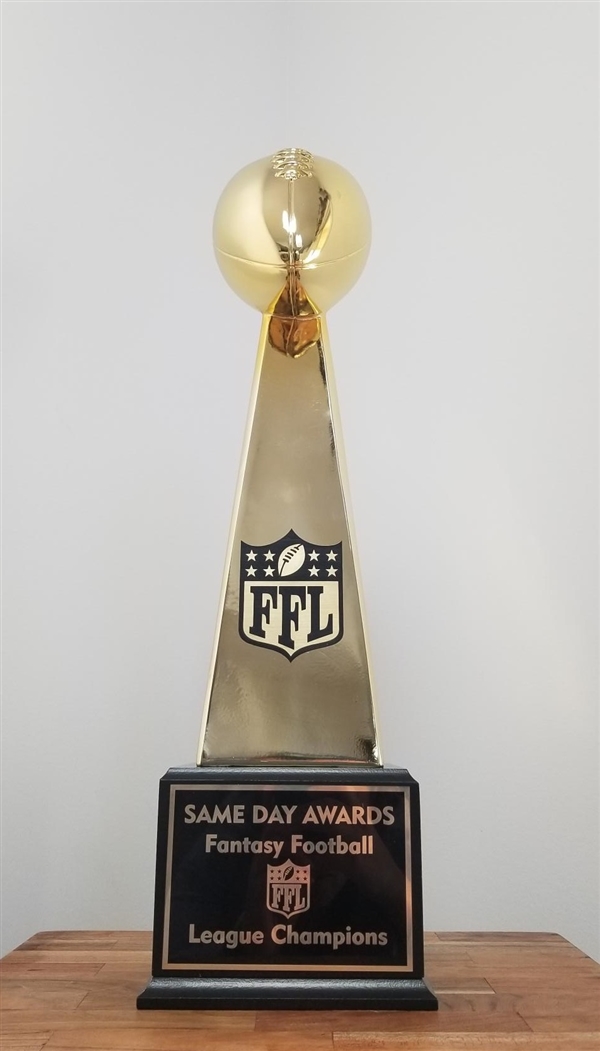 Up to 16 Year <BR> Gold Plated Resin<BR> Big Vince Tower<BR> Fantasy Football Trophy<BR> 23 Inches