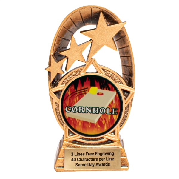 Radiant<BR> Flame Cornhole <BR> Or Custom LogoTROPHY<BR> 5.5 to 7 Inches