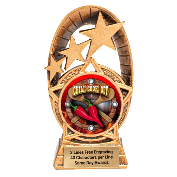 Radiant<BR> CHILI COOK OFF <BR> Or Custom Logo<BR>TROPHY<BR> 7 Inches