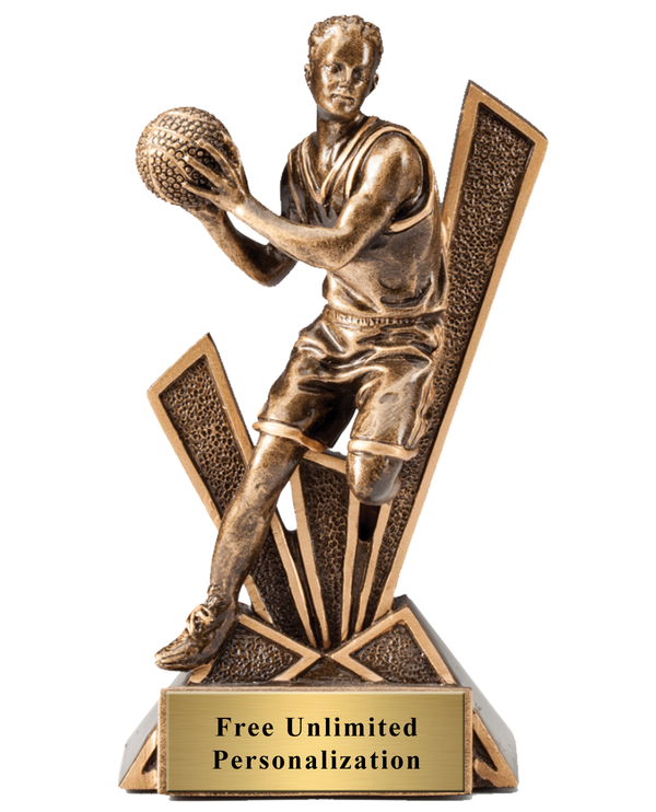 male  BASKETBALL trophy ball theme column award 
