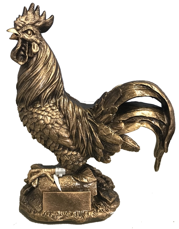 Premium Rooster<BR>Fighting Cock Trophy<BR> 10.5 Inches