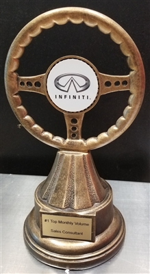 Steering Wheel Trophy<BR> Your Custom Logo<BR> 10.5 Inches