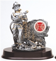 Silver Action<BR> Firefighter Trophy<BR> Your Custom Logo<BR> 9 Inches