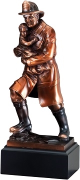 Bronze Gallery<BR> Fireman Rescue Trophy<BR> 13 Inches