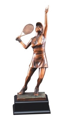 Bronze Gallery<BR> Female TennisTrophy<BR> 17.5 Inches