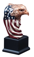 Premium Draped Flag<BR> Eagle Trophy<BR> 9.5 Inches