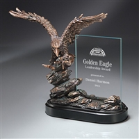 The Weingroff<BR>Best In The World<BR> Flying Bronze Eagle Trophy w/ Glass<BR> 10 Inches