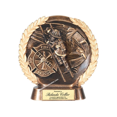 Resin High Relief<BR> Fireman Trophy<BR> 7.5 Inches