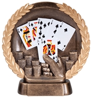 Resin High Relief<BR> Poker Trophy<BR> 7.5 Inches