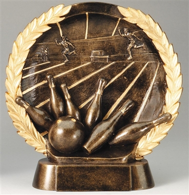 Resin High Relief<BR> Bowling Trophy<BR> 7.5 Inches