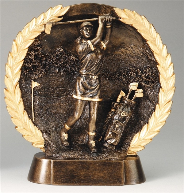Resin High Relief<BR> Female Golf Trophy<BR> 7.5 Inches