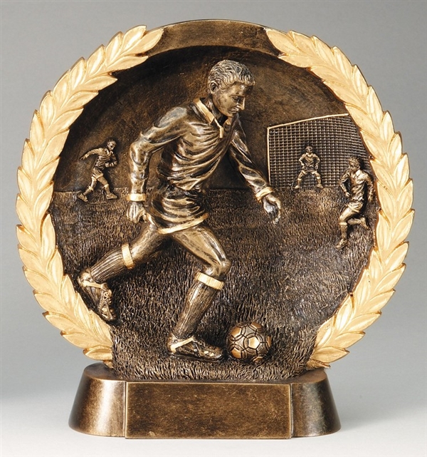 Resin High Relief<BR> Male Soccer Trophy<BR> 7.5 Inches