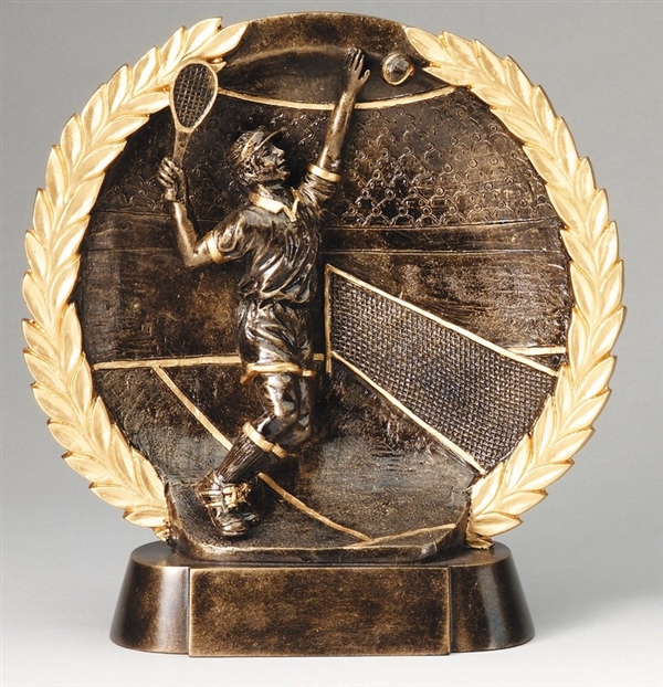 Resin High Relief<BR> Male Tennis Trophy<BR> 7.5 Inches