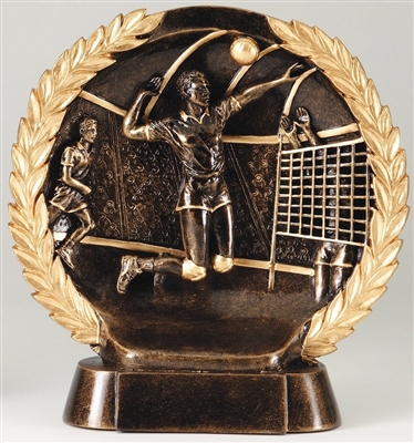 Resin High Relief<BR> Male Volleyball Trophy<BR> 7.5 Inches