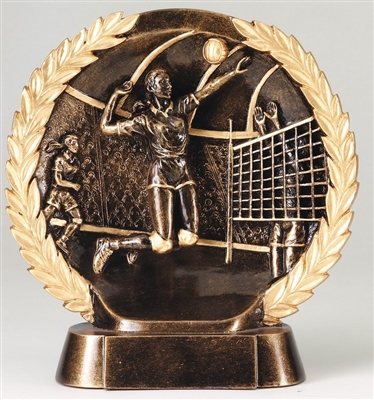 Resin High Relief<BR> Female Volleyball Trophy<BR> 7.5 Inches