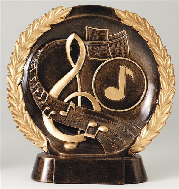 Resin High Relief<BR> Music Trophy<BR> 7.5 Inches