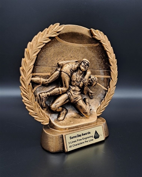 Resin High Relief<BR> Wrestling Trophy<BR> 7.5 Inches