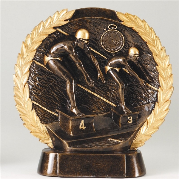 Resin High Relief<BR> Male Swimming Trophy<BR> 7.5 Inches