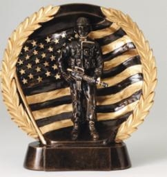 Resin High Relief<BR> Military Trophy<BR> 7.5 Inches