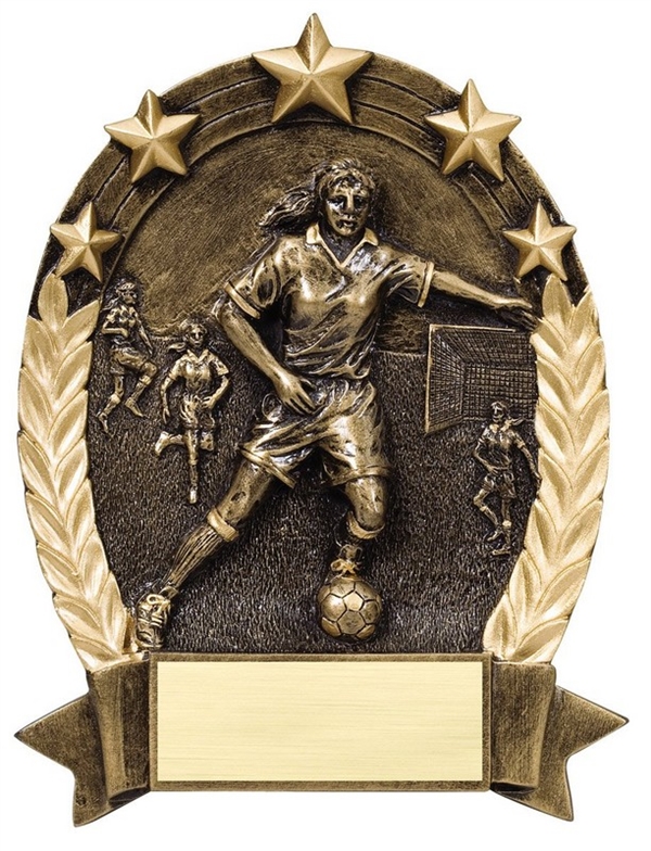 Inflation Buster<BR>5 Star Oval Feale<BR>Soccer Trophy<BR> 6.25 Inches