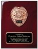 Police Badge Cast<BR> Rosewood Plaque<BR> 9x12 Inches