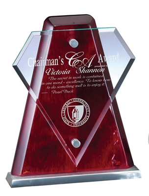Rosewood Arrow<BR> Glass Trophy<BR> 9 Inches