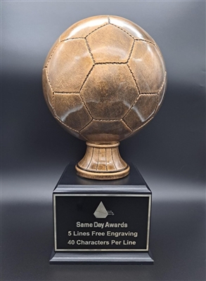 Up to 16 Year<BR>Premium Bronze <BR>Soccer Ball Trophy<BR>17 Inches