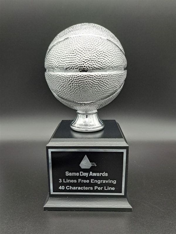Premium Silver<BR>Basketball Trophy<BR>9 Inches