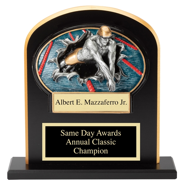 Ebony Stand Up<BR> Male Swimming Award<BR> 10" x 12"