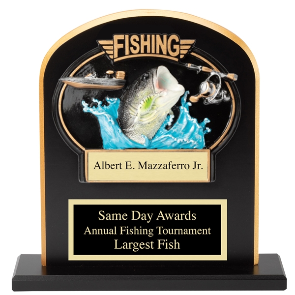 Ebony Stand Up<BR> Fishing Award<BR> 10" x 12"