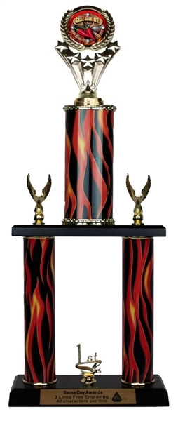 SAME DAY<BR>2 Column Flame<BR> Chili Cook Off Trophy<BR> 18 to 22 Inches