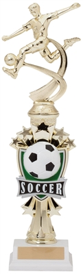 SAME DAY<br> MALE SOCCER MOTION TROPHY <BR> 14 INCHES