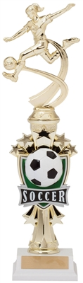 SAME DAY<br> FEMALE SOCCER MOTION TROPHY <BR> 14 INCHES