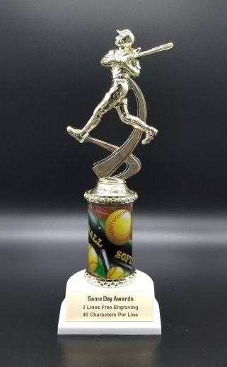 SAME DAY<BR> Softball Theme Trophy<BR> 10 Inches