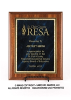 SAME DAY<BR>Walnut Finish Plaque<BR> Economy Corporate<BR> Blue Mist and Gold<BR> 8x10 or 9x12 Inches