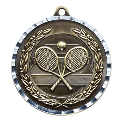SAME DAY <BR>Diamond Cut XXL<BR> Tennis Medal<BR> 2.75 Inches