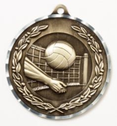SAME DAY <BR>Diamond Cut XXL<BR> Volleyball Medal<BR>2.75 Inches