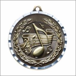 SAME DAY <BR>Diamond Cut XXL<BR>Music Note Medal<BR>2.75 Inches