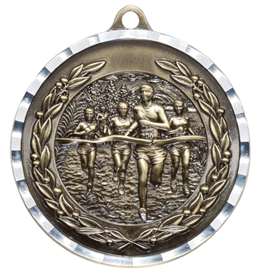 SAME DAY <BR>Diamond Cut XXL<BR> Cross Country Medal<BR>2.75 Inches